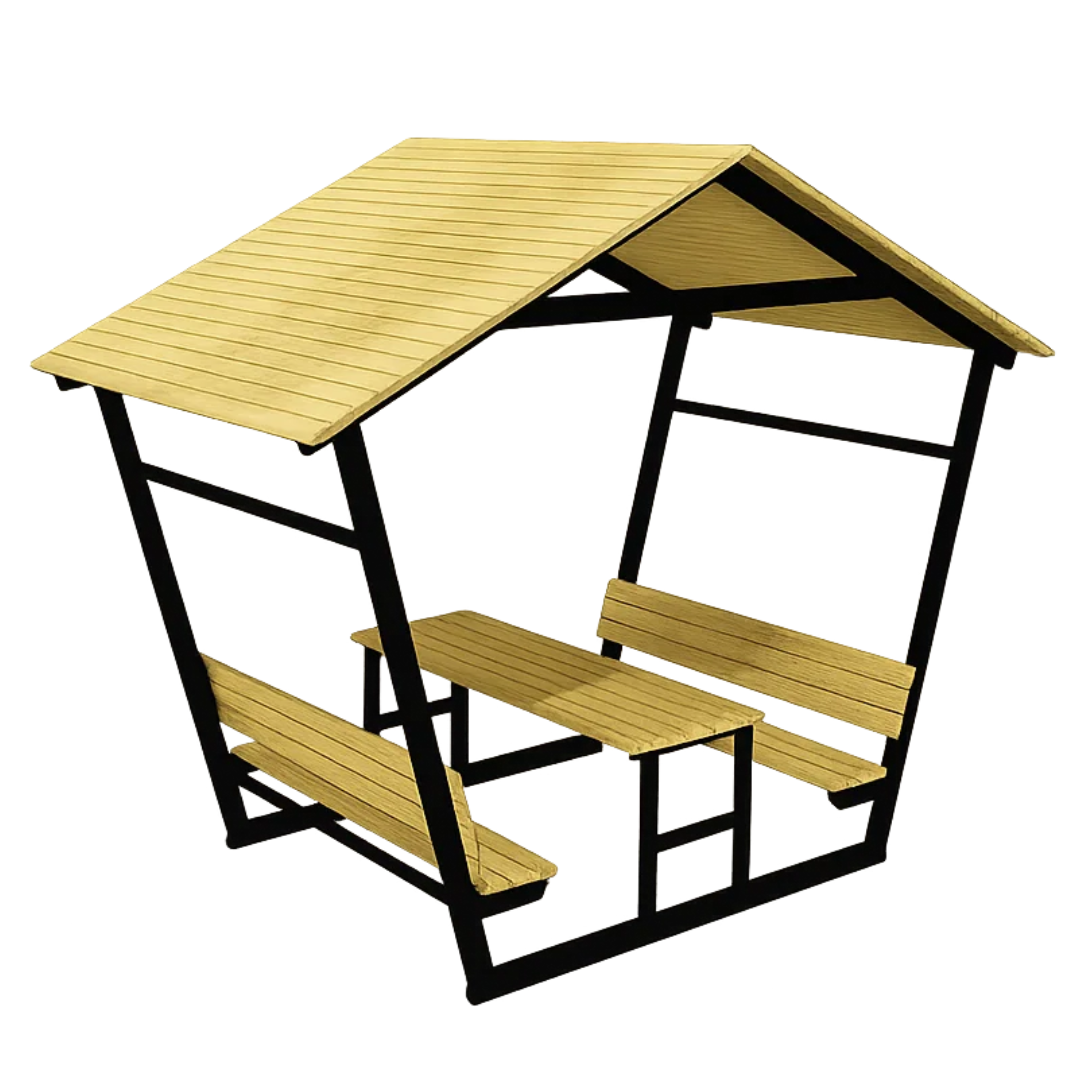 Foișor 200x200x230 cm pentru exterior Hera, cadru metalic și pereți din lambriu