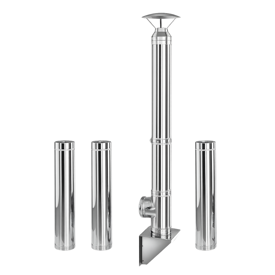 Coș de fum inox profesional Izonox 5 m x 200 mm Suspendat consolă