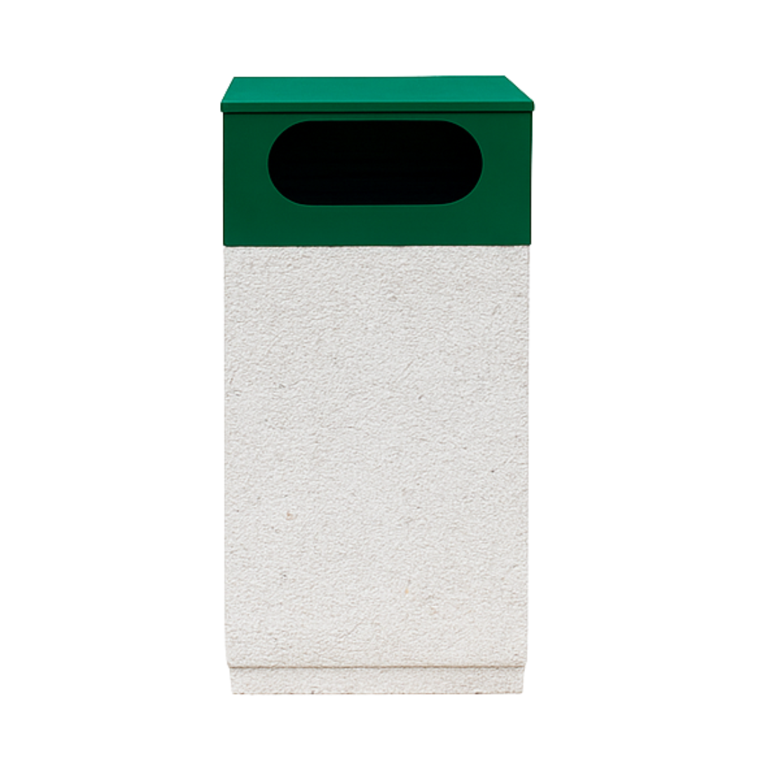 Coș gunoi selectiv stradal din beton cu aspect de marmură albă Lapis