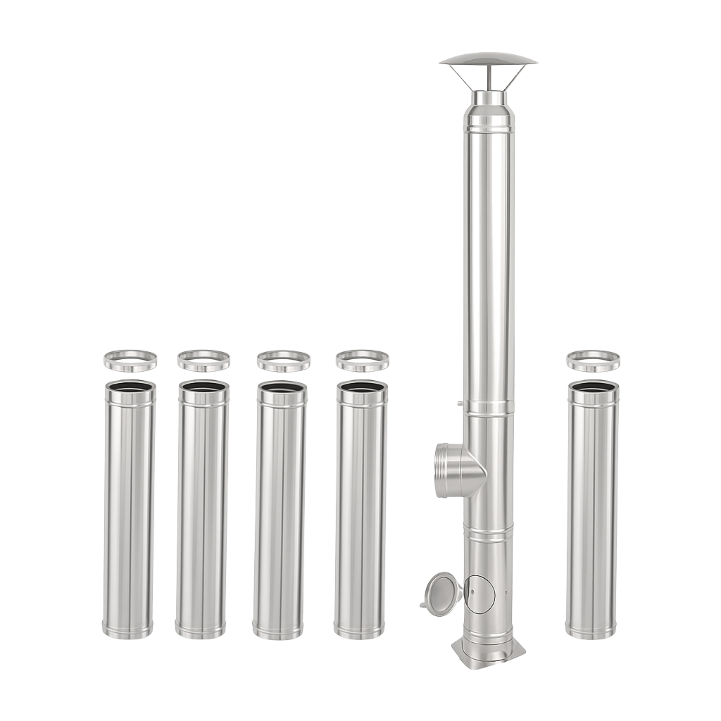 Coș de fum inox profesional Izonox 7 m x 200 mm pornire de la sol