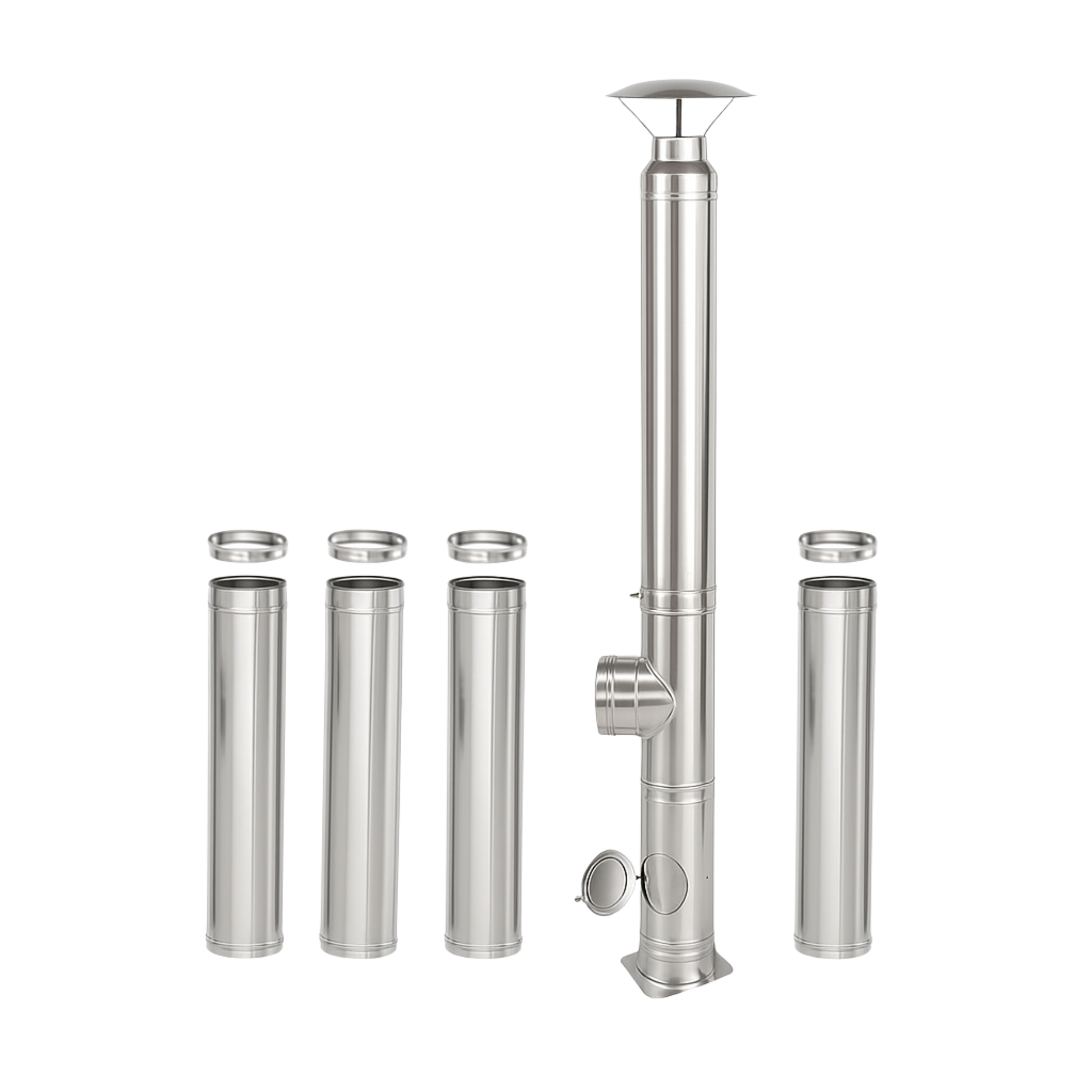 Coș de fum inox profesional Izonox 6 m x 180 mm pornire de la sol