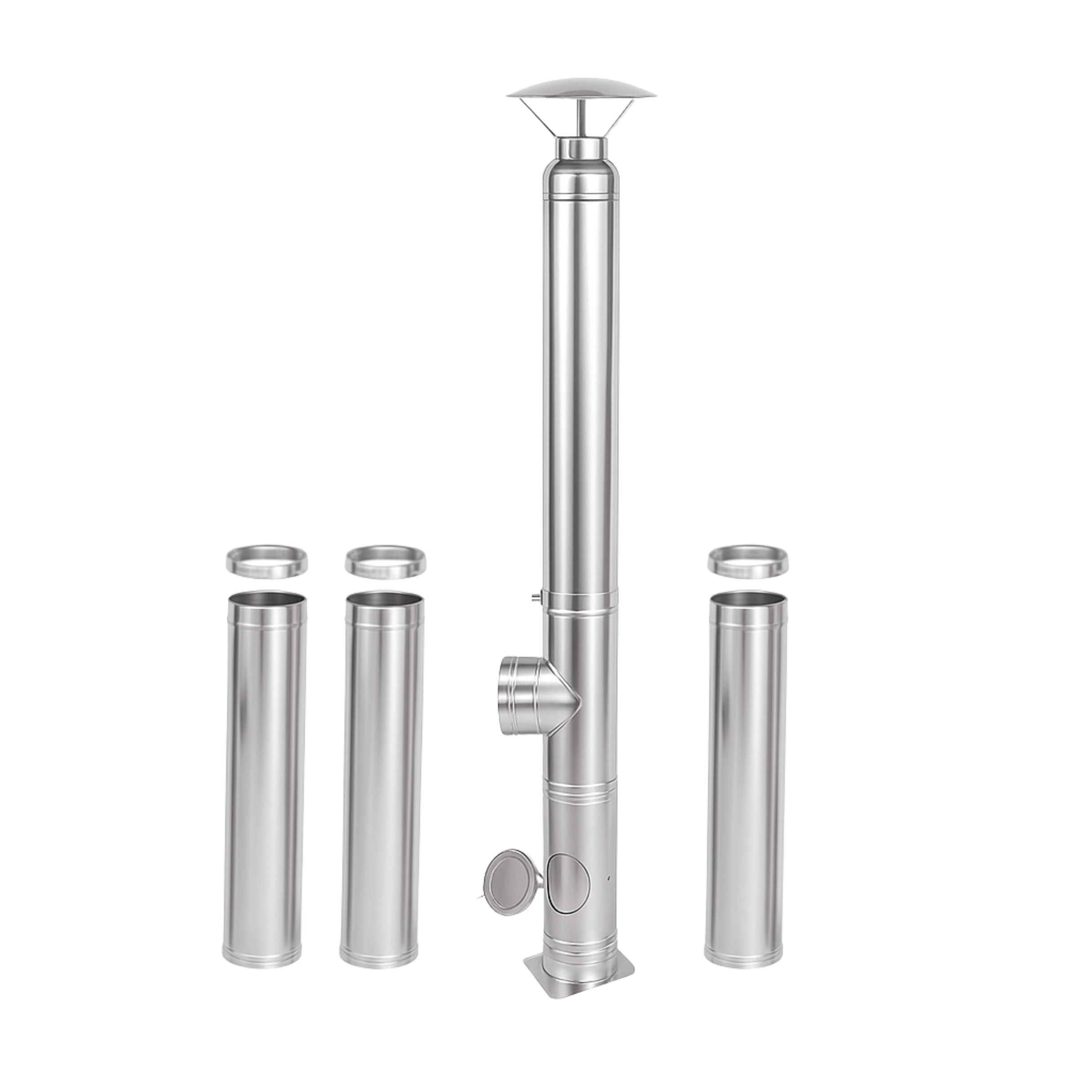 Coș de fum inox profesional Izonox 5 m x 150 mm pornire de la sol