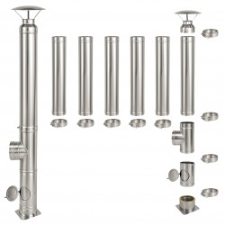 Coș de fum inox profesional Izonox 6 m x 180 mm pornire de la sol-3