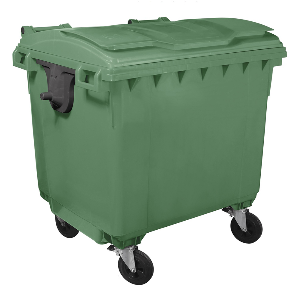 Container gunoi HDPE capac plat 1100 L Verde