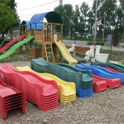 Set loc de joacă – Tobogan și Leagăn 2,9 m Verde-3