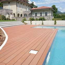 Pardoseală exterioară WPC pentru terase și pontoane 10 x 2 x 240 cm Gri, Periat o față-3