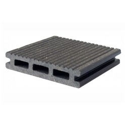 Pardoseală exterioară WPC pentru terase și pontoane 17 x 2,7 x 240 cm Periat o față, Gri-2