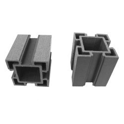 Stâlp canelat gard WPC Tom 9 x 9 x 200 cm Lucios / Neperiat, Gri-1