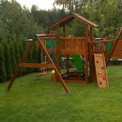Loc de joacă Jungle Gym – Pirați cu turn Chalet + modul Vapor și leagăn-1