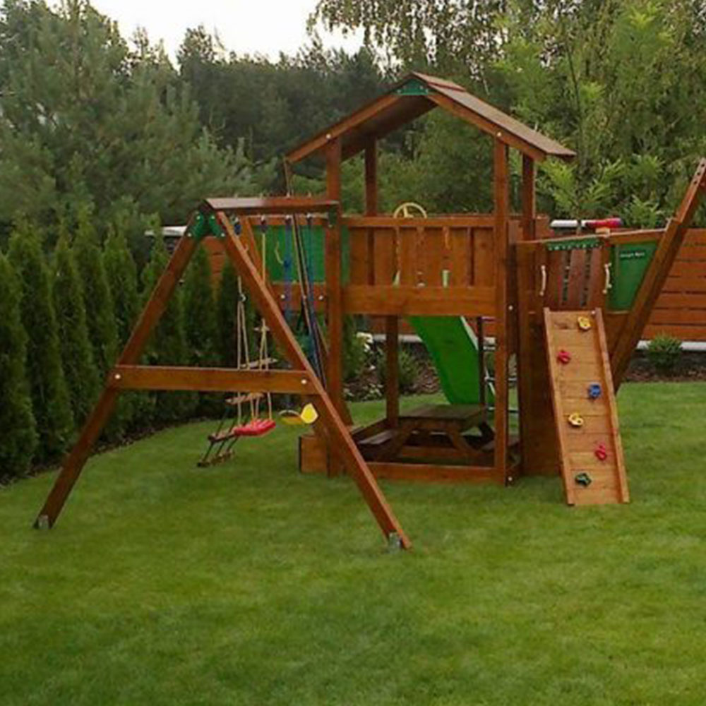 Loc de joacă Jungle Gym – Pirați cu turn Chalet + modul Vapor și leagăn
