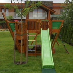 Loc de joacă Jungle Gym – Pirați cu turn Chalet + modul Vapor și leagăn-3
