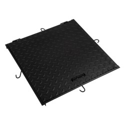 Capac canalizare pătrat negru din tablă striată 100x100 cm-1