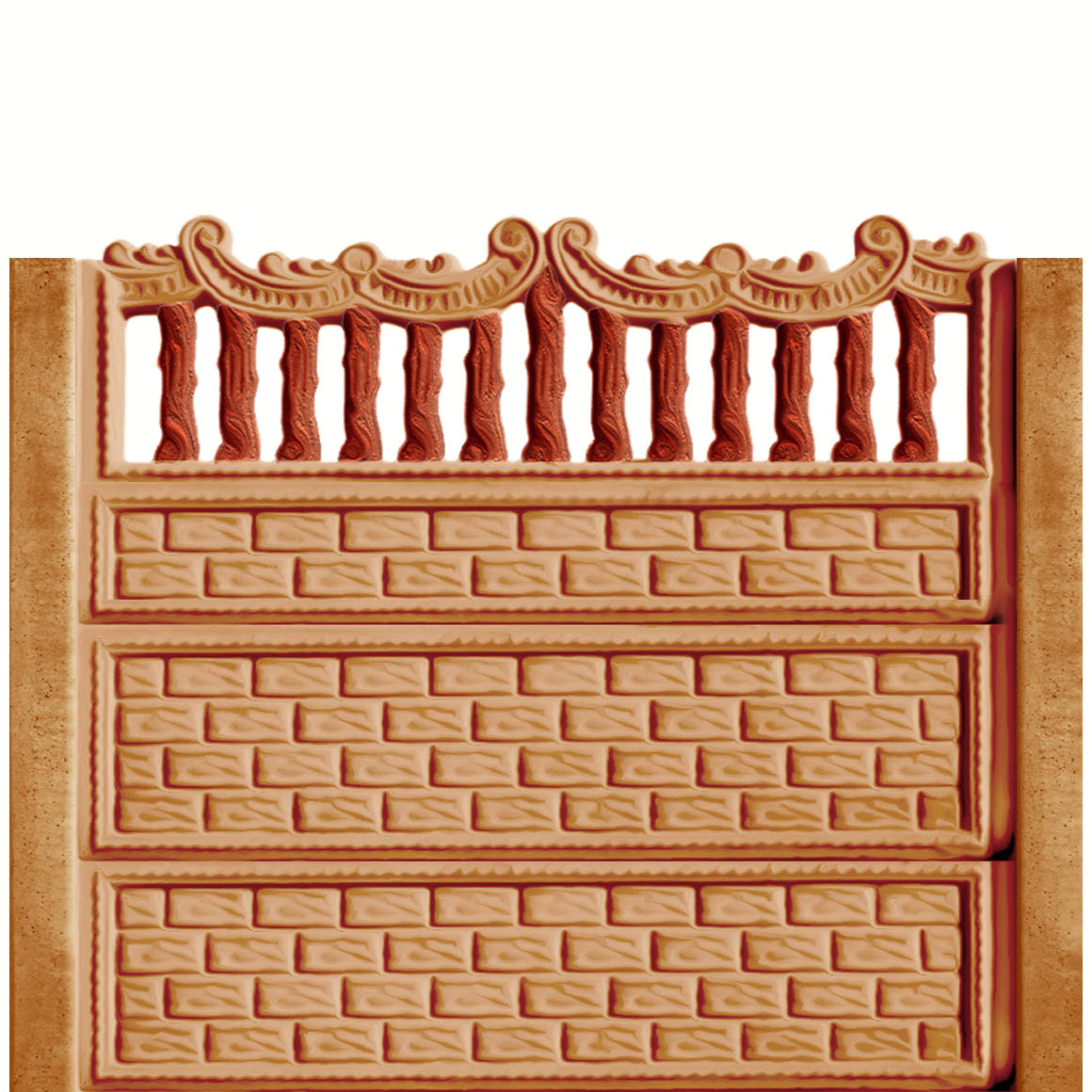 Gard beton Baroc 1 cu stâlpi simpli 1,75 m