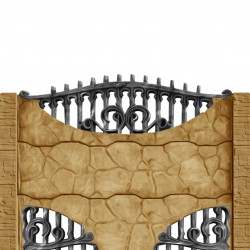 Gard beton Gotic 3 stâlpi cu model piatră 1,6 m-1