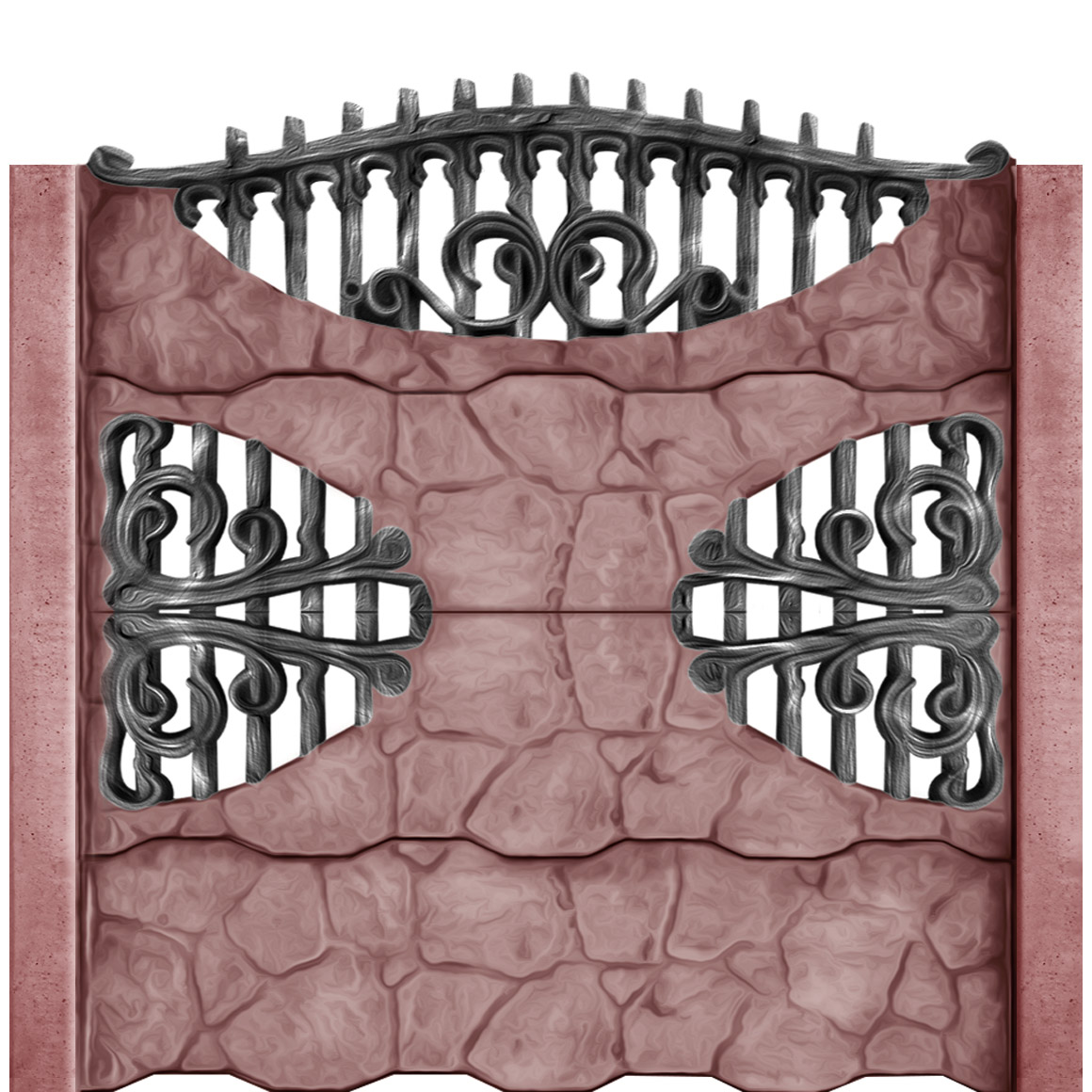 Gard beton Gotic 4 cu stâlpi simpli 2,1 m