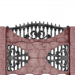 Gard beton Gotic 4 stâlpi cu model piatră 1,6 m-1