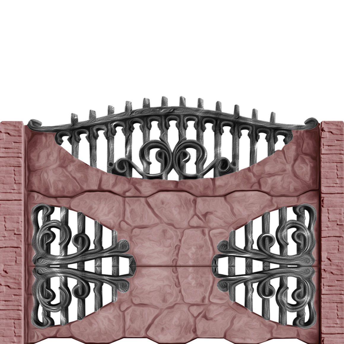 Gard beton Gotic 4 stâlpi cu model piatră 1,6 m
