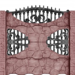 Gard beton Gotic 4 stâlpi cu model piatră 2,1 m-1
