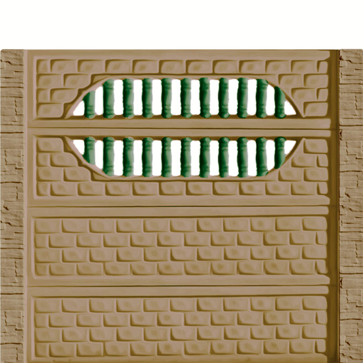 Gard beton Troian 7 stâlpi cu model piatră 2 m