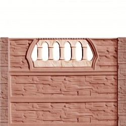 Gard beton Victorian 6 stâlpi cu model piatră 1,6 m-1
