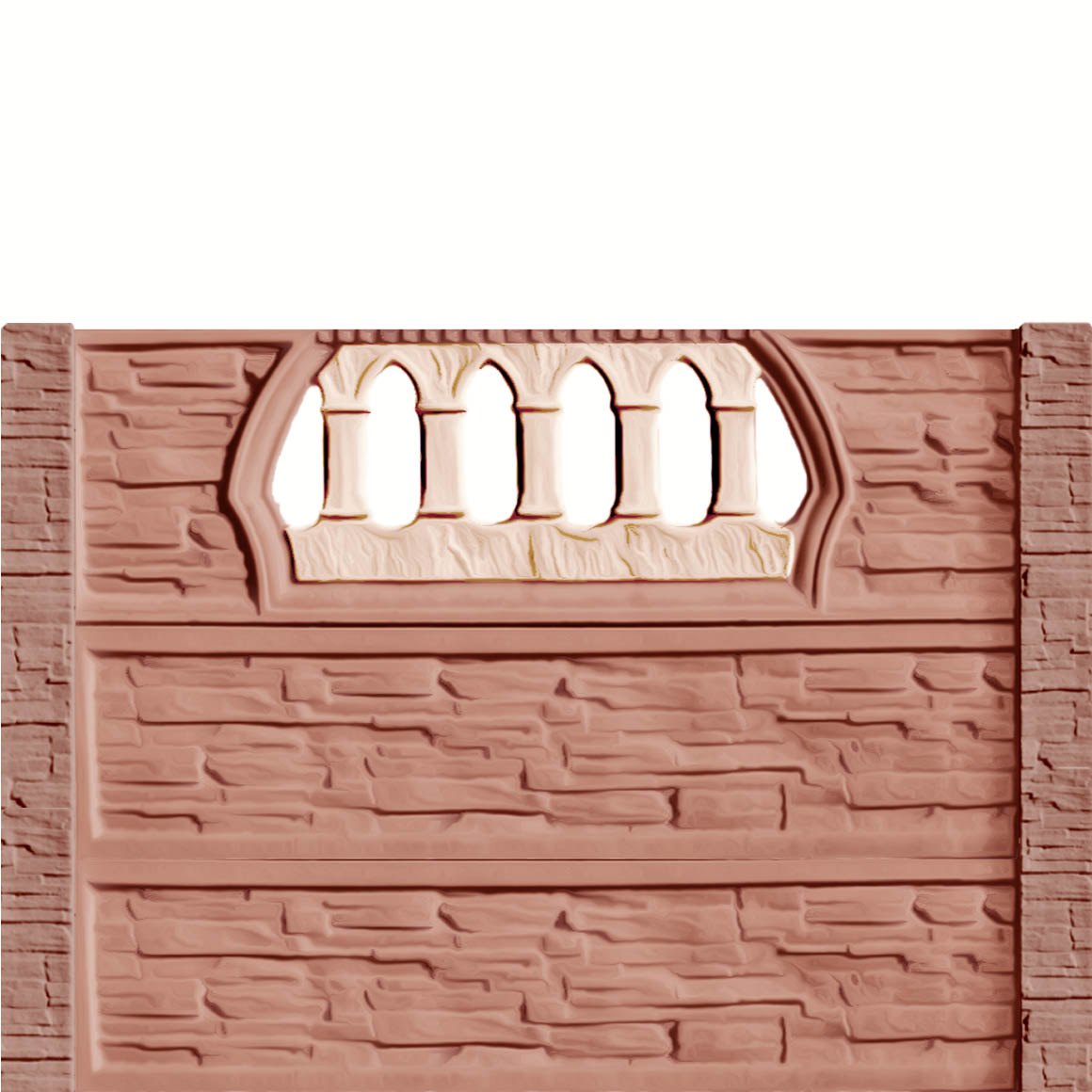 Gard beton Victorian 6 stâlpi cu model piatră 1,6 m