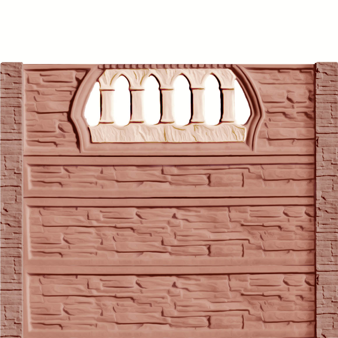 Gard beton Victorian 6 stâlpi cu model piatră 1,85 m