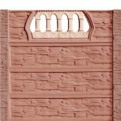 Gard beton Victorian 6 stâlpi cu model piatră 2,1 m-1