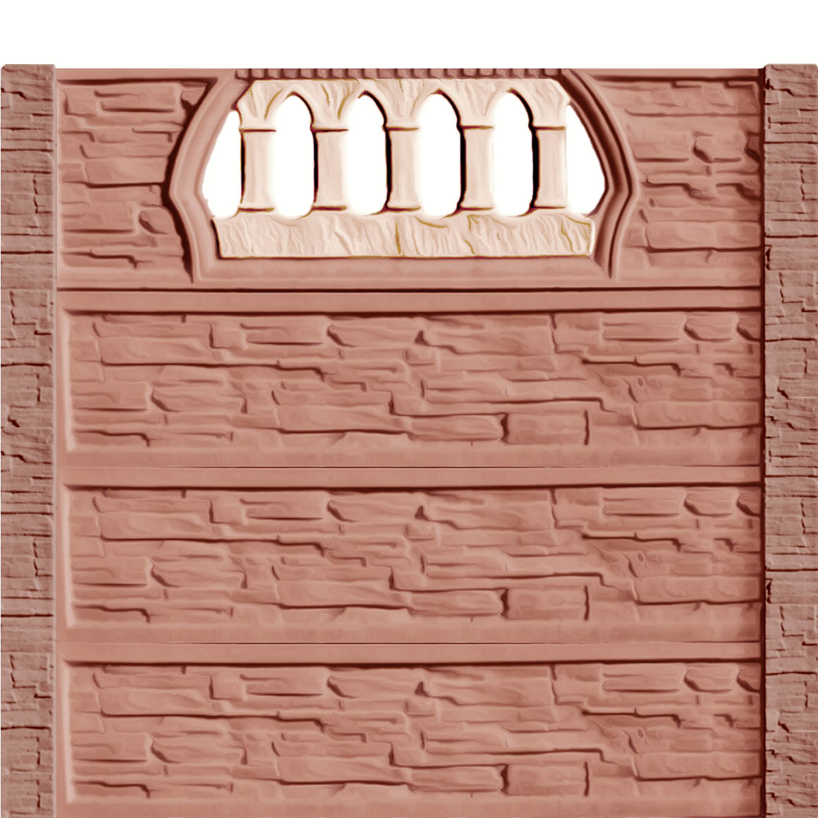 Gard beton Victorian 6 stâlpi cu model piatră 2,1 m
