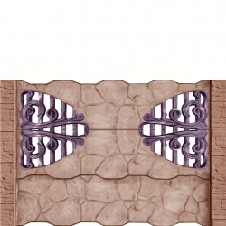Gard beton Gotic 7 stâlpi cu model piatră 1,5 m-1