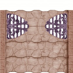 Gard beton Gotic 7 stâlpi cu model piatră 2 m-1