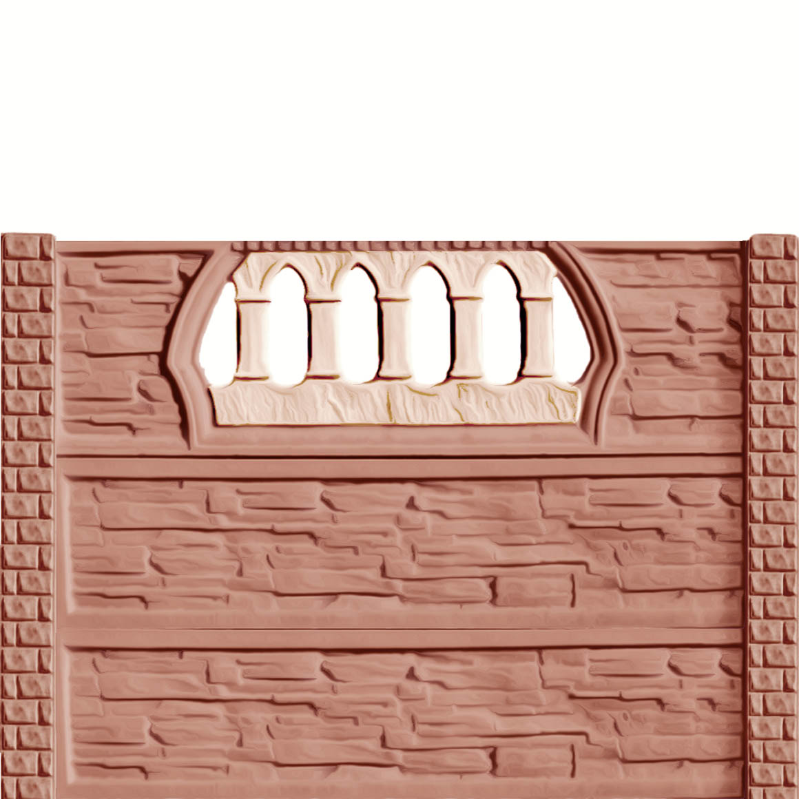 Gard beton Victorian 6 stâlpi cu model cărămidă 1,6 m