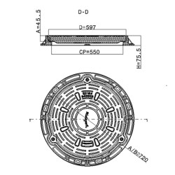 Capac canalizare din compozit Etana rotund, 72 cm, D400-3
