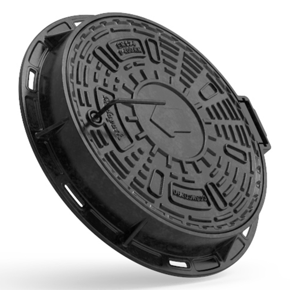 Capac canalizare din compozit Etana rotund, 79 cm - cu balama, D400