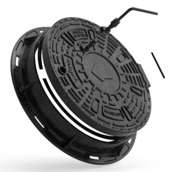 Capac canalizare din compozit Etana rotund, 79 cm - cu balama, D400-2