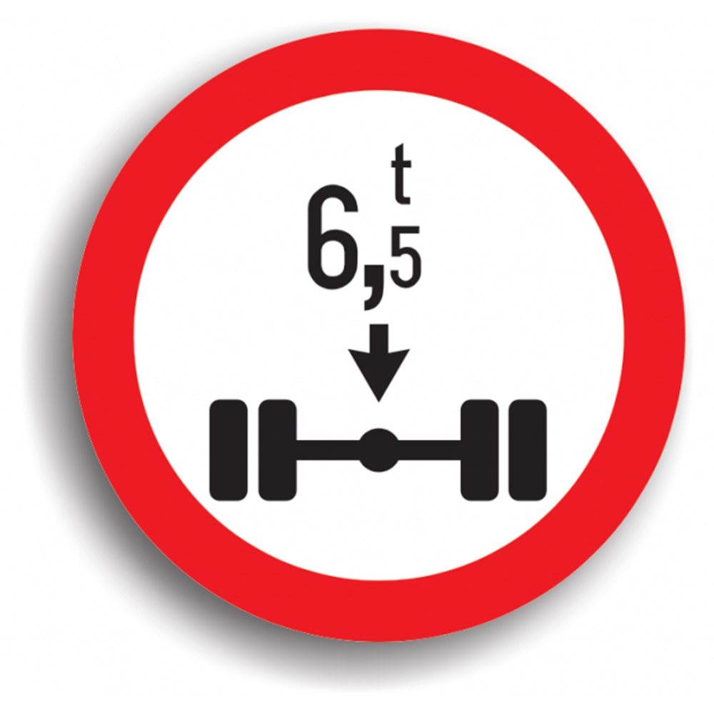 Indicator de reglementare - Accesul interzis vehiculelor cu masa mai mare de un anumit număr de tone pe osia simplă 60 cm