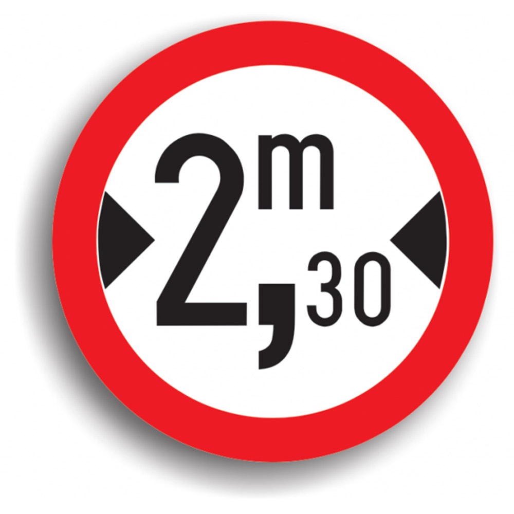 Indicator de reglementare - Accesul interzis vehiculelor cu lățimea mai mare de un anumit număr de metri 80 cm