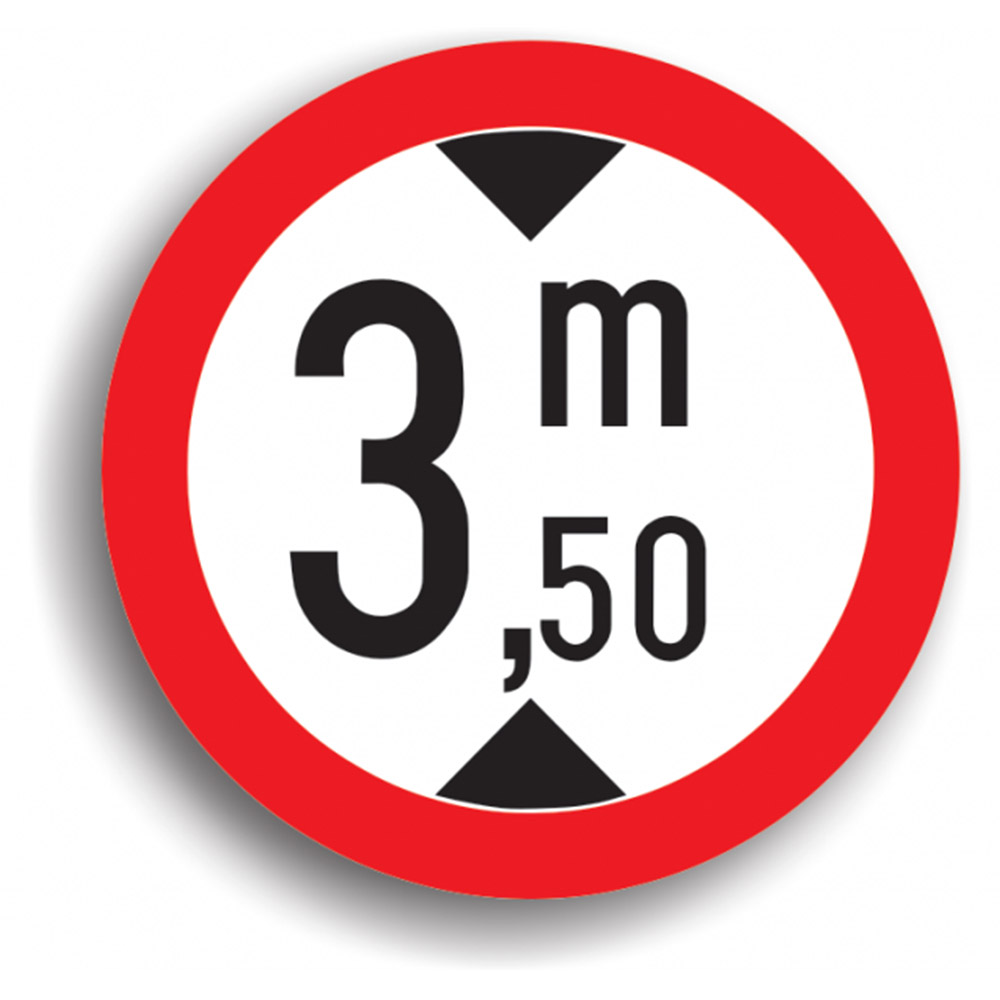 Indicator de reglementare - Accesul interzis vehiculelor cu înălțimea mai mare de un anumit număr de metri 60 cm