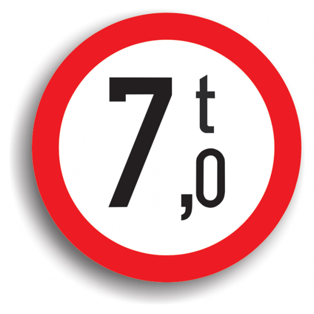 Indicator de reglementare - Accesul interzis vehiculelor cu masa mai mare de un anumit număr de tone 80 cm