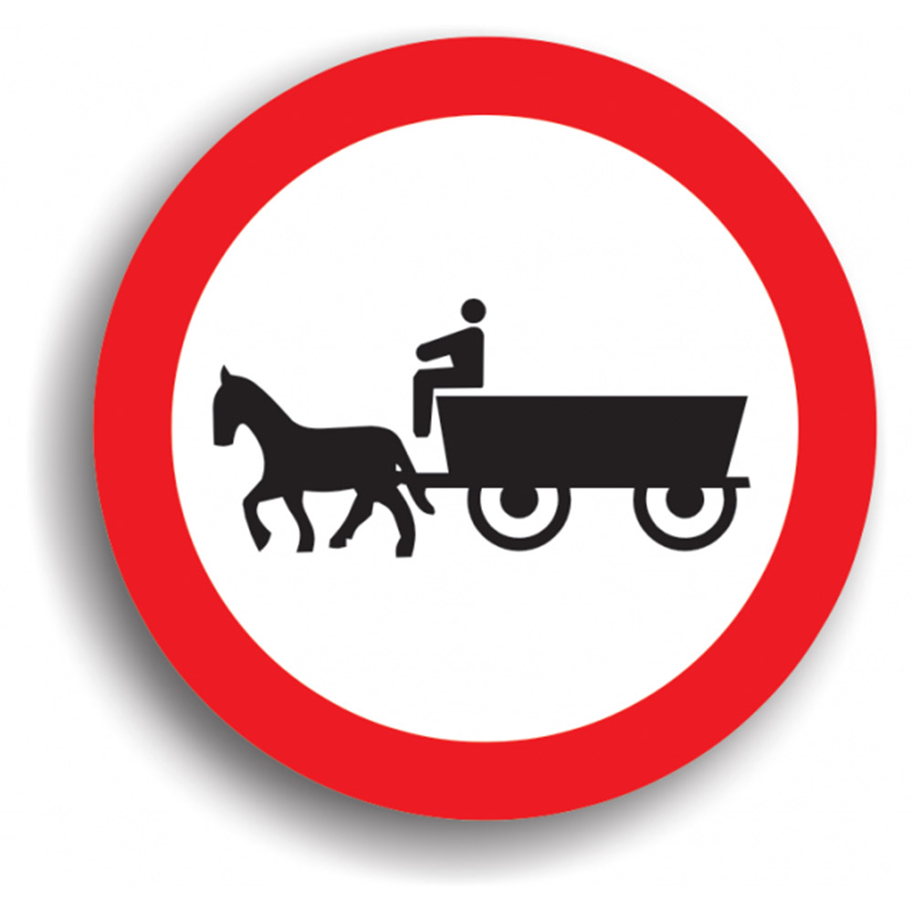 Indicator de reglementare - Accesul interzis vehiculelor cu tracțiune animală 80 cm