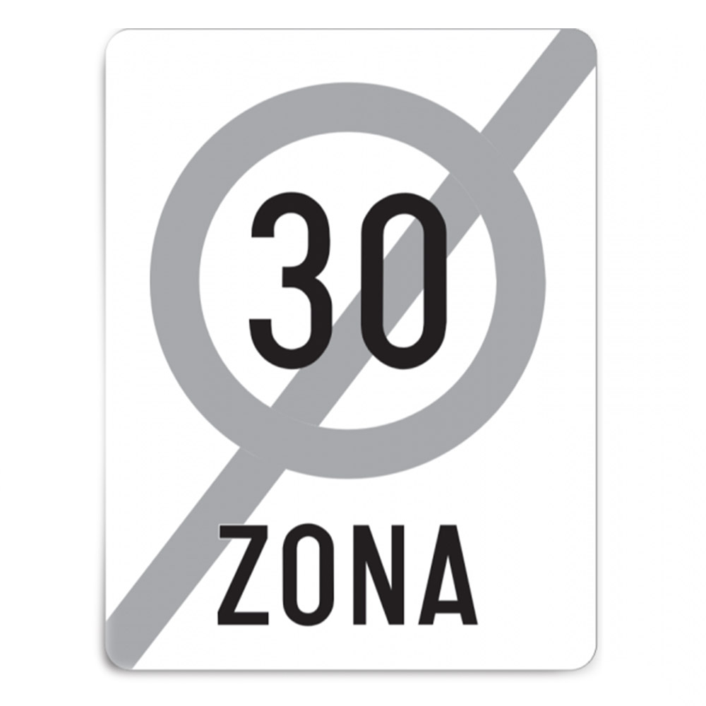 Indicator de reglementare - Sfârșitul zonei cu limitare de viteză 50 x 65 cm