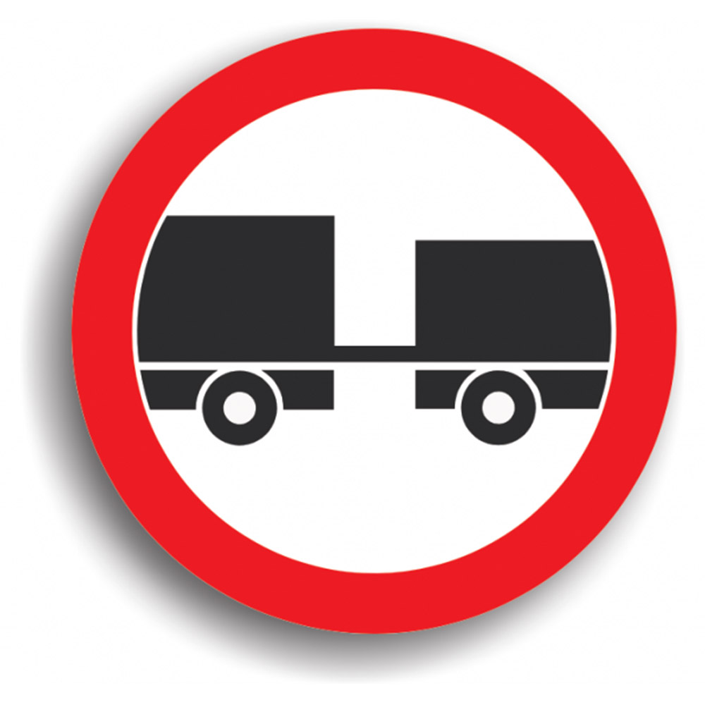 Indicator de reglementare - Accesul interzis autovehiculelor cu remorcă, cu excepția celor cu semiremorcă sau cu remorcă cu o osie 60 cm