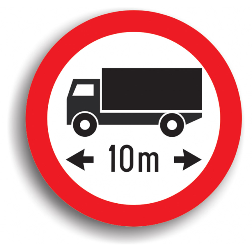 Indicator de reglementare - Accesul interzis autovehiculelor sau ansamblurilor de vehicule cu lungimea mai mare de un anumit număr de metri 80 cm