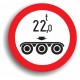 Indicator de reglementare - Accesul interzis vehiculelor cu masa mai mare de un anumit număr de tone pe osia triplă 60 cm