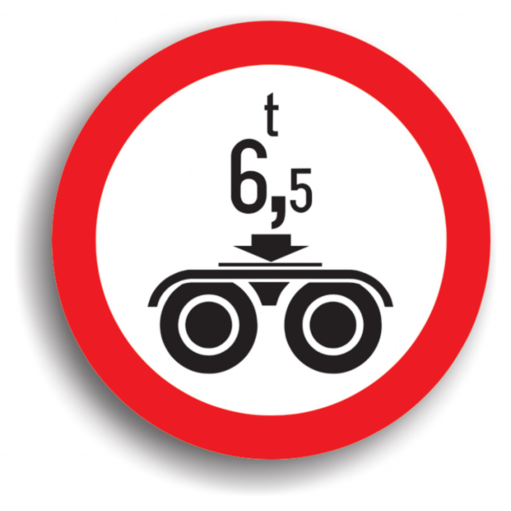 Indicator de reglementare - Accesul interzis vehiculelor cu masa mai mare de un anumit număr de tone pe osia dublă 80 cm