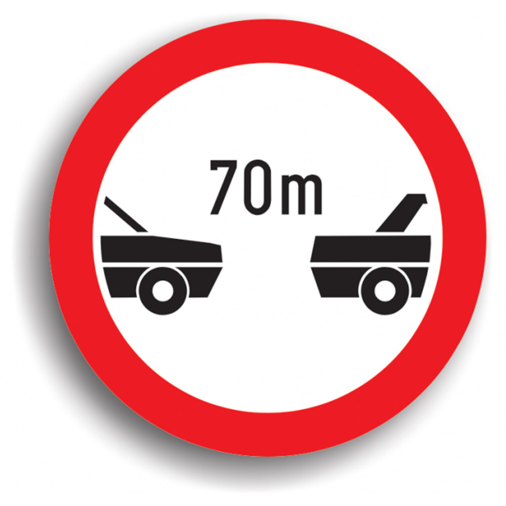 Indicator de reglementare - Interzis autovehiculelor de a circula fără a menține între ele un interval de cel puțin … m 80 cm