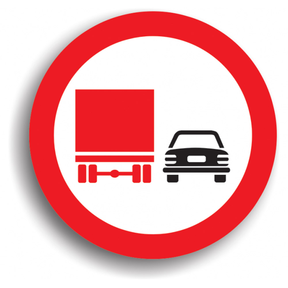 Indicator de reglementare - Depășirea interzisă autovehiculelor destinate transportului de mărfuri 60 cm
